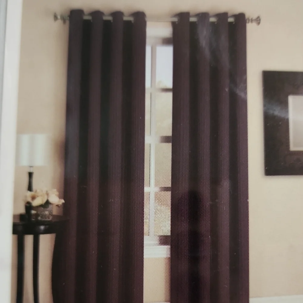 Classic Black Out Grommet-Top Window Curtains - Raisin Color